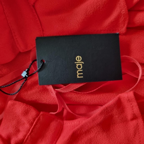 Maje red frilly summer dress Size 2 uk 10Zip fastening New with tags see descrip - Picture 6 of 8